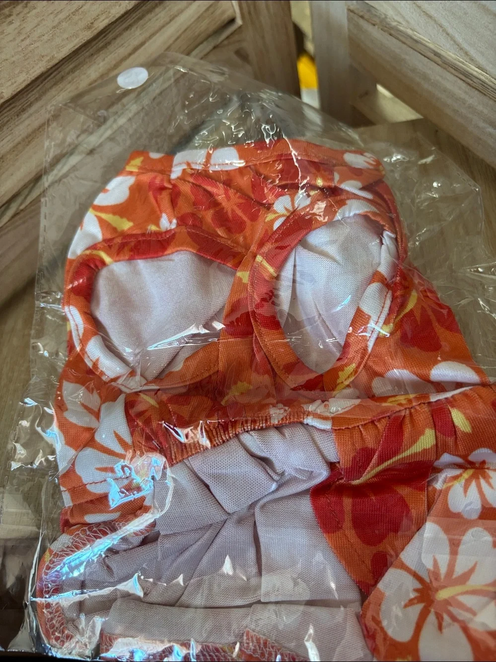 Floral Orange Pet Dress with White Hibiscus Print XS NIP